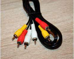 Кабель 3RCA-3RCA (тюльпаны) 1,5 метра, черный Кабель 3RCA-3RCA (тюльпаны) 1,5 метра, черный